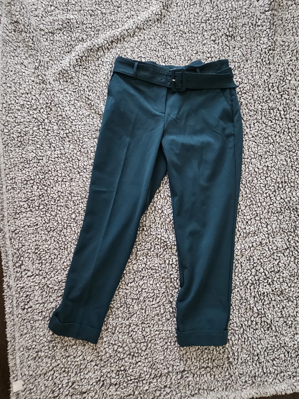 LOFT Teal Belted Tapered Pants